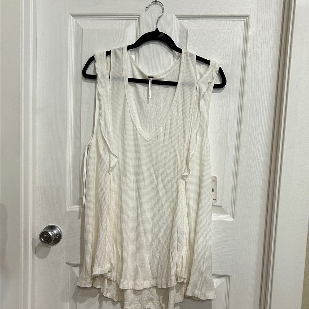 Free People Cream V-Neck Tank Top